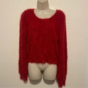 Red Fuzzy Sweater. SZ XL